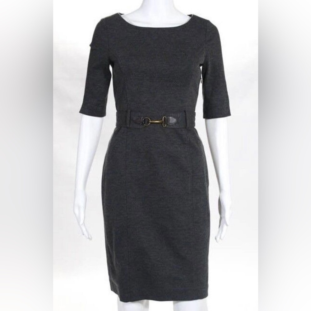 Banana Republic Gray Knee Belted Closure Women's Sheath Dress